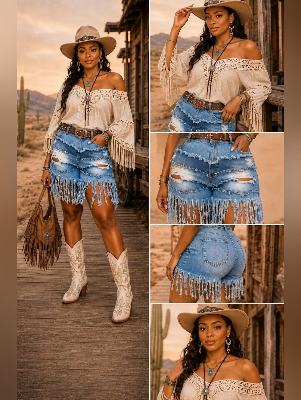 M.A.P | Denim Blue Distressed Tassel Jean Shorts | High-Waist Fringe Shorts